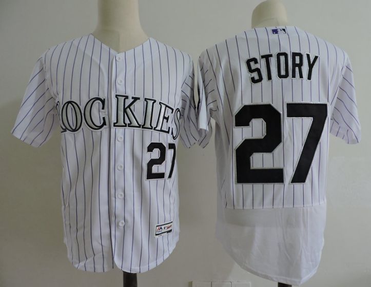 Men Colorado Rockies #27 Story White Elite MLB Jerseys
